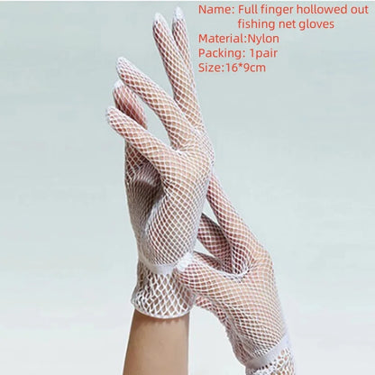 Sexy Transparent Black White Mesh Tulle Glove, Spring Summer Thin Short Glove, Party Dancing Dress Wedding Glove, Lolita New
