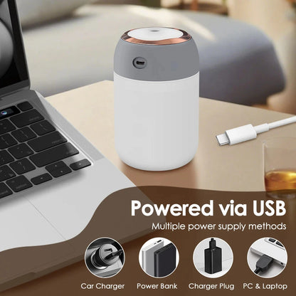 300/600ML USB Air Humidifier For Home Car With Colorful Night Light Large Capacity Essential Oil Aroma Diffuser Mist Sprayer