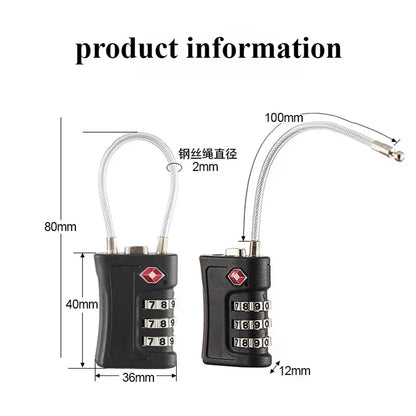 TSA Customs Code Password Lock for Luggage Backpack Padlock Code Travel Password Changeable Contrast Travel Case Accessories