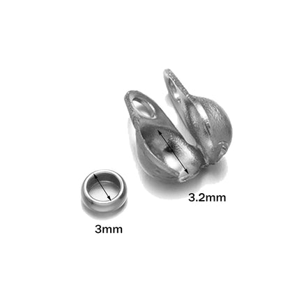 50pcs Stainless Steel Crimp Bead Tips Knot Covers Clamshell Fold-Over Bead Tips with 50pcs End Caps for Jewelry Making Craft DIY