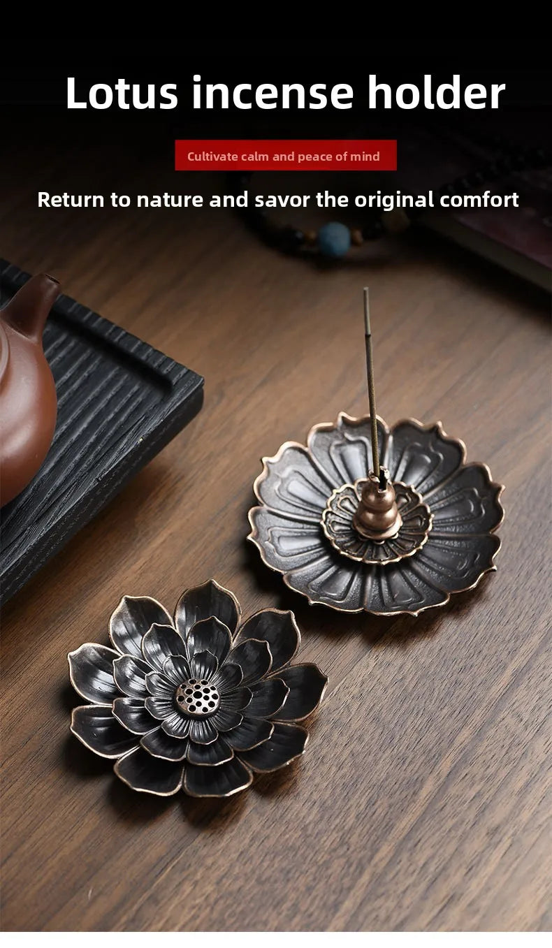 1Pcs Porous Lotus Zen Line Incense Insertion 2-In-1 Incense Holder Sandalwood Burner Lncense Plate Tray Retro Home Decorations