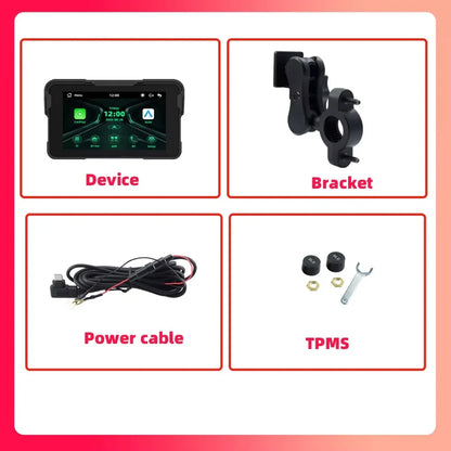 EKIY 5 inch GPS Navigation Motorcycle Wireless Carplay Android Auto IPX67 Waterproof Portable Screen BT Moto Motorbike Monitor