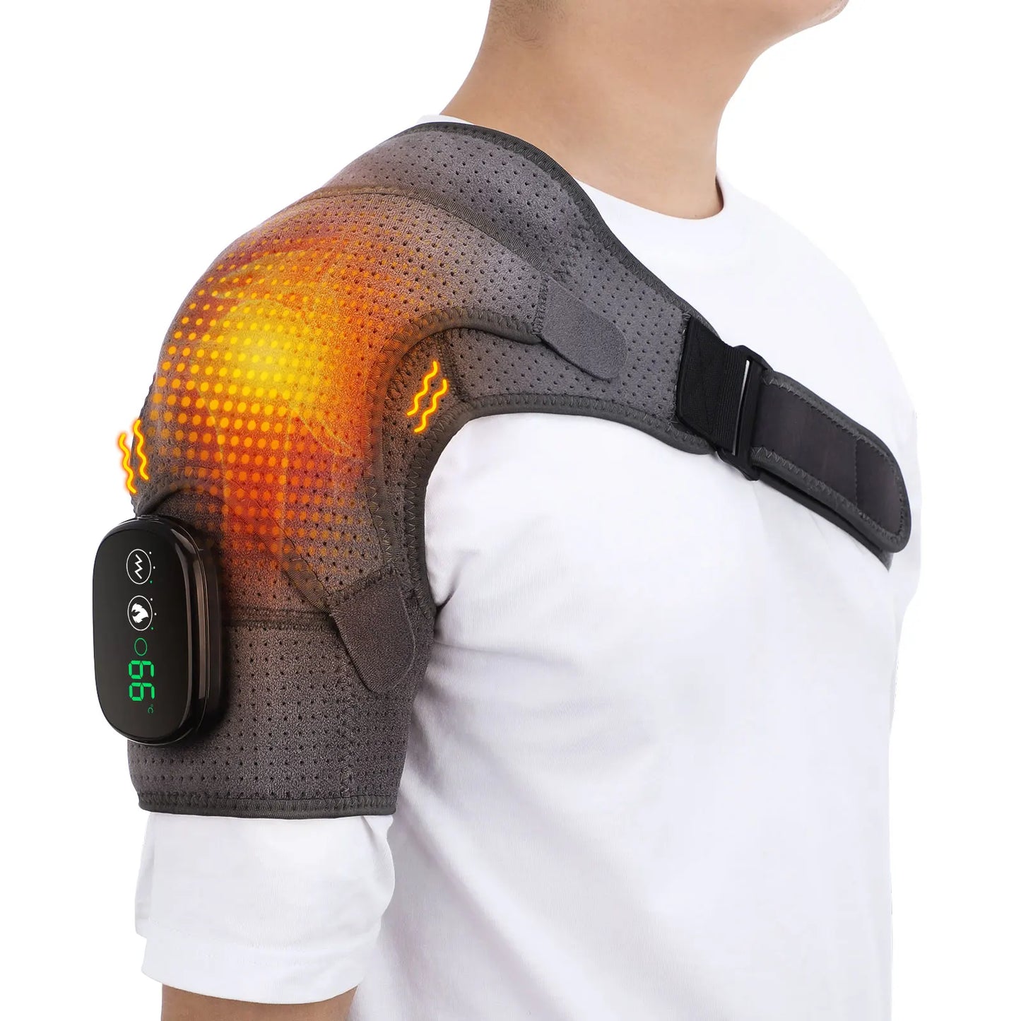 Electric Heating Shoulder Massage Belt Back Shoulder Brace Shoulder Support Adjustable LED Hot Compress Heating Shoulder Shawl