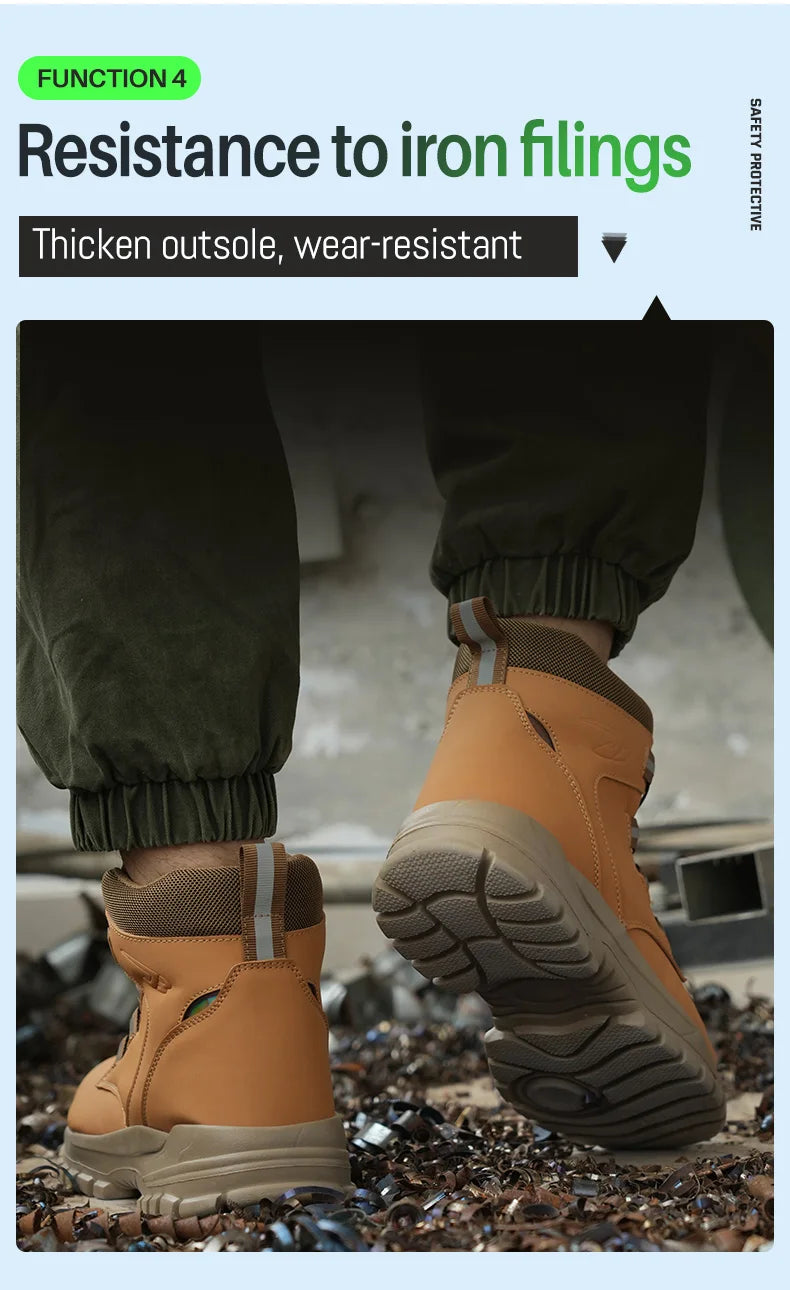 Rotating Button Work Shoes for Men Anti Puncture Work Sneakers Waterproof Work Safety Shoes Non Slip Steel Toe Tactical Boots