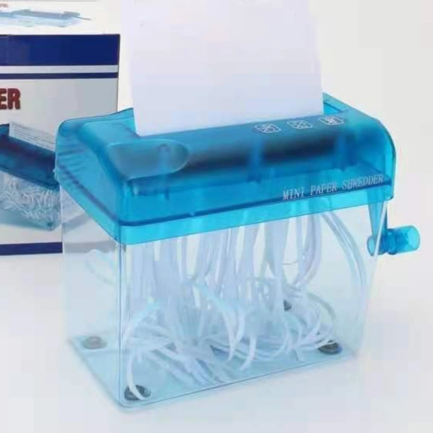 Portable Manual Paper Shredder Easy to Use with Transparent Plastic Window Bin Suitable for Home Office Shelf