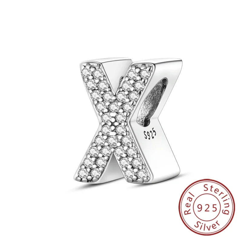 925 Sterling Silver 26 Letters Charms A-Z Alphabet Beads Fit Original Bracelet for Women Girl DIY Fine Jewelry Gift