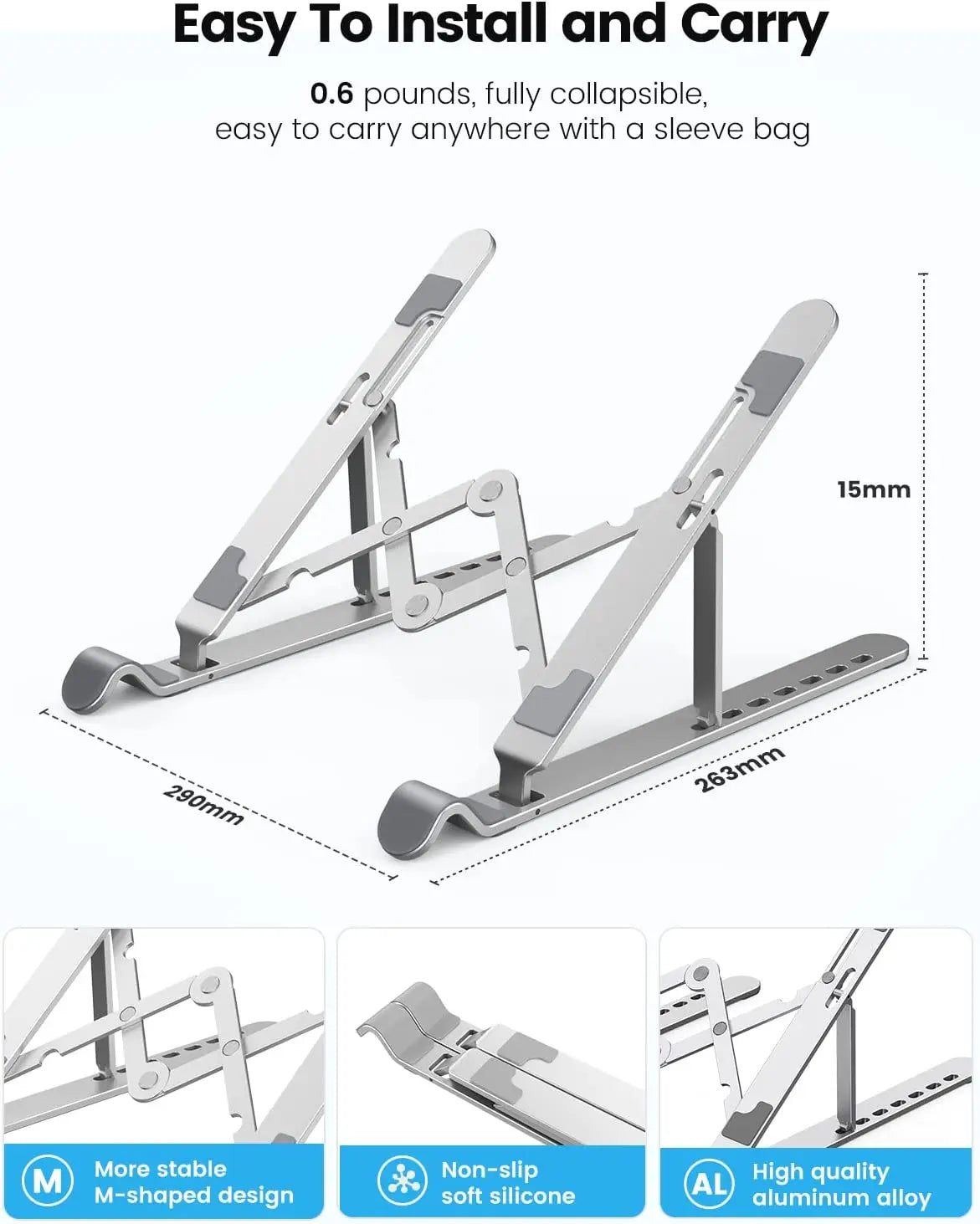 ORICO Foldable Laptop Stand Holder Riser Portable Adjustable Aluminum Notebook Stand Computer Stand 7 Angles for MacBook Tablets