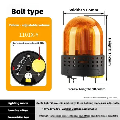 Three Sound Modes Emitting LTE-1101J Light Flashing Shiny Warning Light 120dB Volume Adjustable Magnetic Base 12V 24V 220V