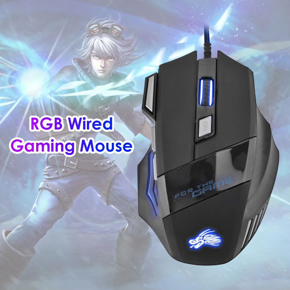 USB Wired Gaming Mouse, 7 Button Backlit Ergonomic Mice, 5500 DPI Backlight Adjustable Optical Mice for PC Gamer, Computer, Desktop