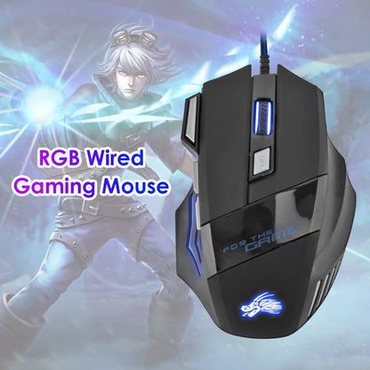 USB Wired Gaming Mouse, 7 Button Backlit Ergonomic Mice, 5500 DPI Backlight Adjustable Optical Mice for PC Gamer, Computer, Desktop