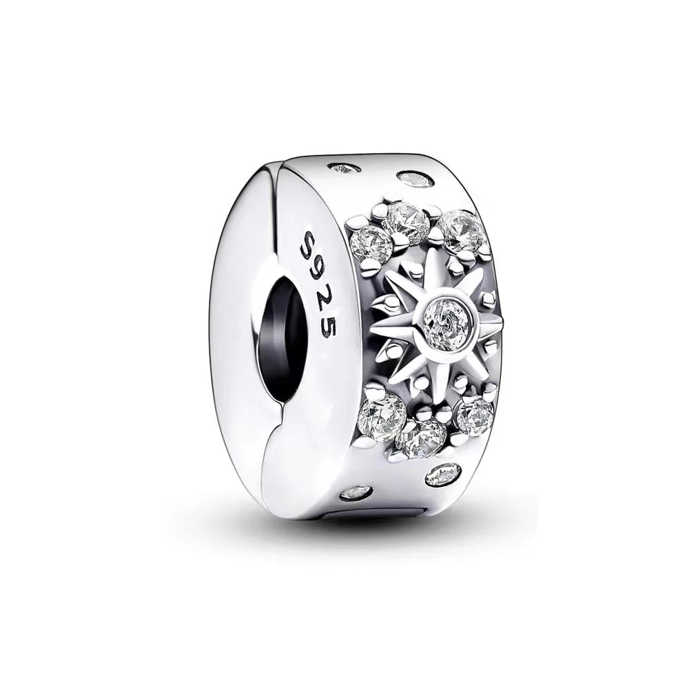 New Fashion 925 Sterling Silver Romantic Starry Sky Moon Sun Stars Pendant Fit Original Charms Bracelet Women Jewelry Gift