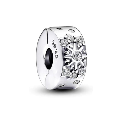 New Fashion 925 Sterling Silver Romantic Starry Sky Moon Sun Stars Pendant Fit Original Charms Bracelet Women Jewelry Gift
