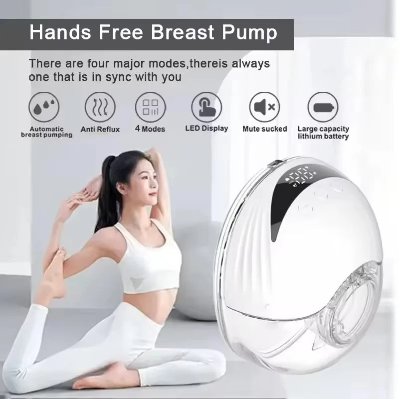 Portable Breast Pump Hands Free Wireless Wearable Electric Breast Pump BPA Free 4 Modes 12 Levels Silicone with LED Display