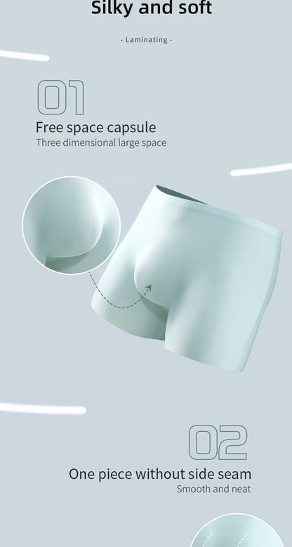 Men's Underwear, Men's 3D Stamping Ice Silk Boxers, Seamless Thin Boxers, Lengthened Sports Summer Shorts