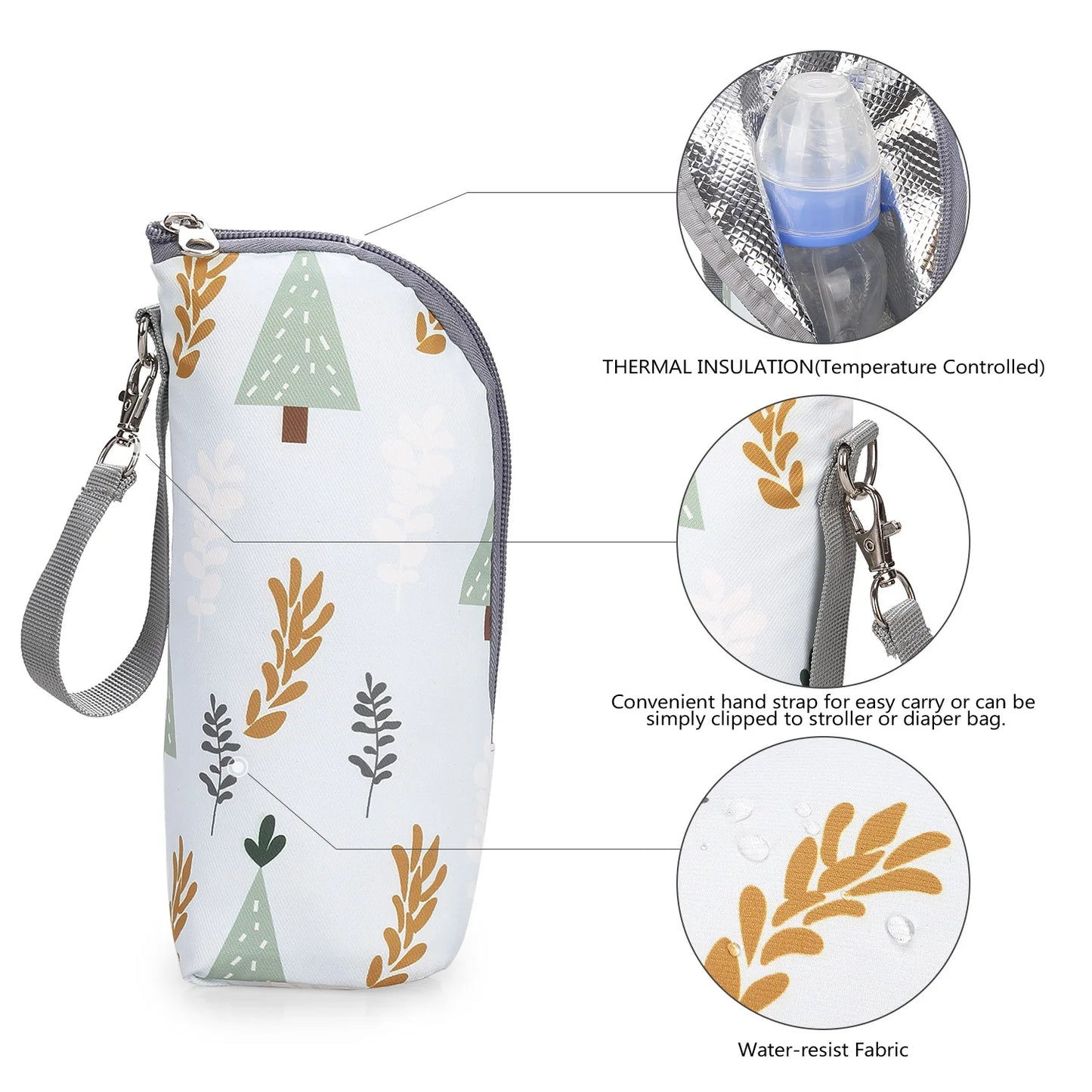 Baby Bottle Bag Portable Mother Feeding Bottle Warmer Baby Feeding Aluminum Mold Insulation Outing Stroller Hanging Bag