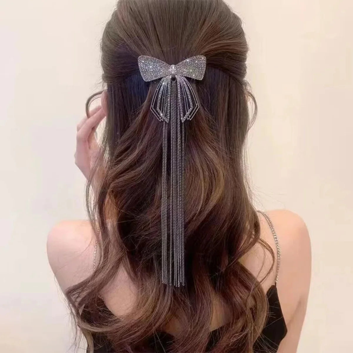 Glitter Shark Grip Clips Korean Style Sweet Romantic Hair Claws Butterfly Shape Girls Pearl Tassel Metal Jewelry Hair Accessory