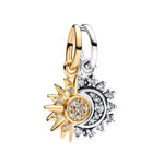 New Fashion 925 Sterling Silver Romantic Starry Sky Moon Sun Stars Pendant Fit Original Charms Bracelet Women Jewelry Gift
