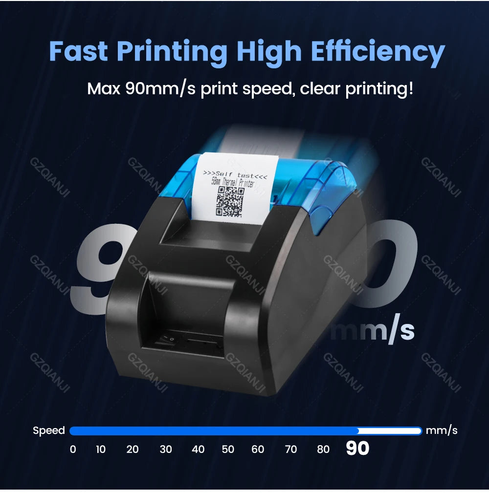 58MM Desktop POS Cashier Printer USB Bluetooth Thermal Receipt Printer Restaurant Sales Kitchen Bill Printing for Mobile Windows