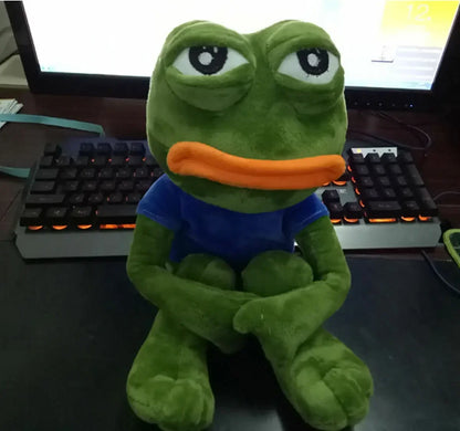 45cm Sad Frog Plush Toy Soft Stuffed Pillow Magic Expression Pepe The Sad Frog Animal Plush Doll Birthday Gifts for Kids Girl