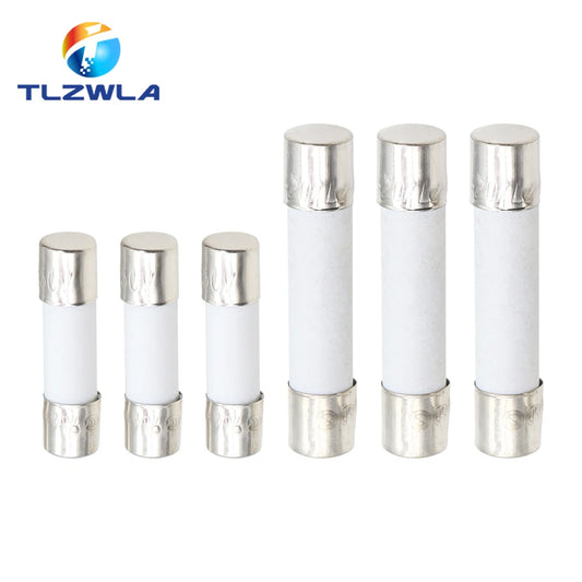 10PCS, 5X20MM 6X30MM Fast Blow Ceramic Fuse, 5*20mm 250V 0.1A 0.25A 0.5A 1A 1.5A 2A 2.5A 3A 3.15A 4A-30A Slow Break The Fuse Tube
