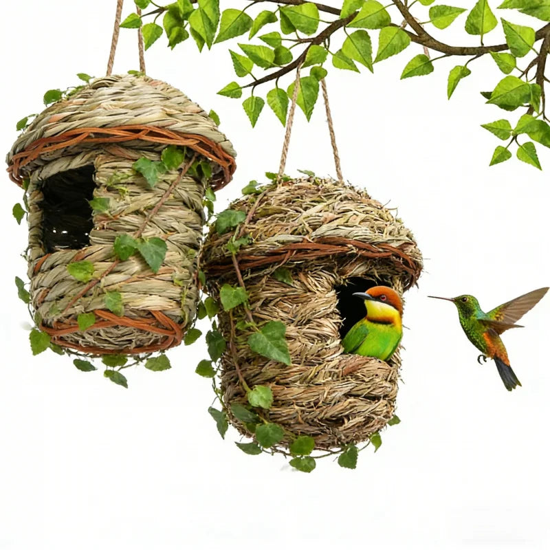 Outdoor Ecological Handmade Straw Parrot Bird Nest Creative Birdcage Ornament Supplies Garden Decoration Birdhouse Pastoral Style