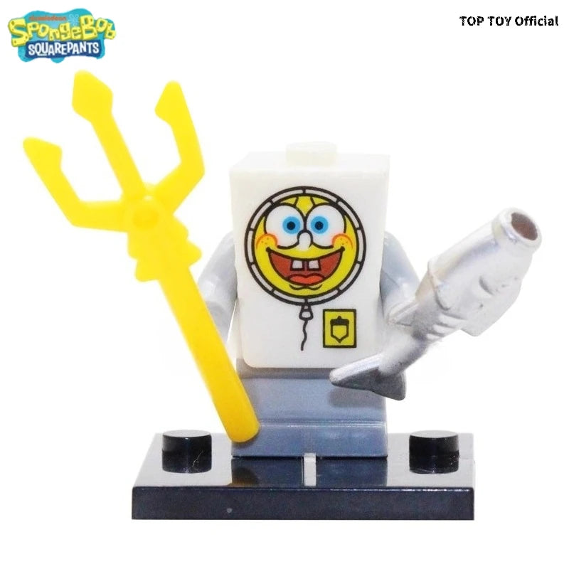 SpongeBob SquarePants Big Star Krabby Patty Burger King Anime People Cartoon Anime Small Particle People Assembly Toy Model Gift