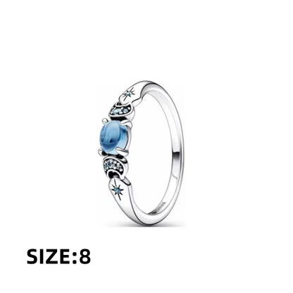 Blue Sparkling Zircon Star Moon Series Charms Beads Fit Original Bracelet Women DIY Pendant Accessories Jewelry 925 Silver Gifts