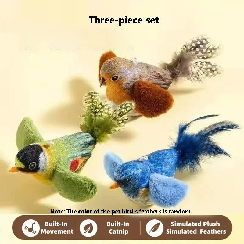 Pet Toy Cat Plush Toy Emulates the Sound Bird to Amuse the Cat Elastic Rope to Relieve Boredom and Resist Scratching and Biting