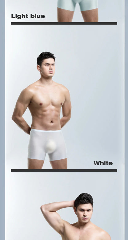 Men's Underwear, Men's 3D Stamping Ice Silk Boxers, Seamless Thin Boxers, Lengthened Sports Summer Shorts