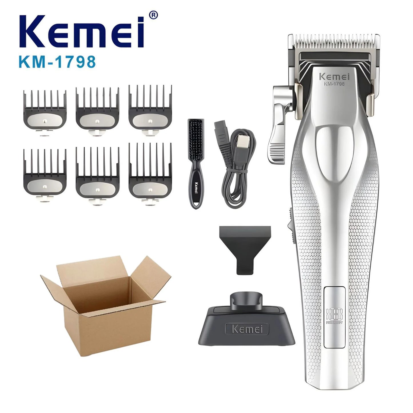 Kemei KM-3023-702 Baber Professional Hair Clipper Hair Cutting Machine With Charging Base For Men Electric Hair Trimmer Men Gift