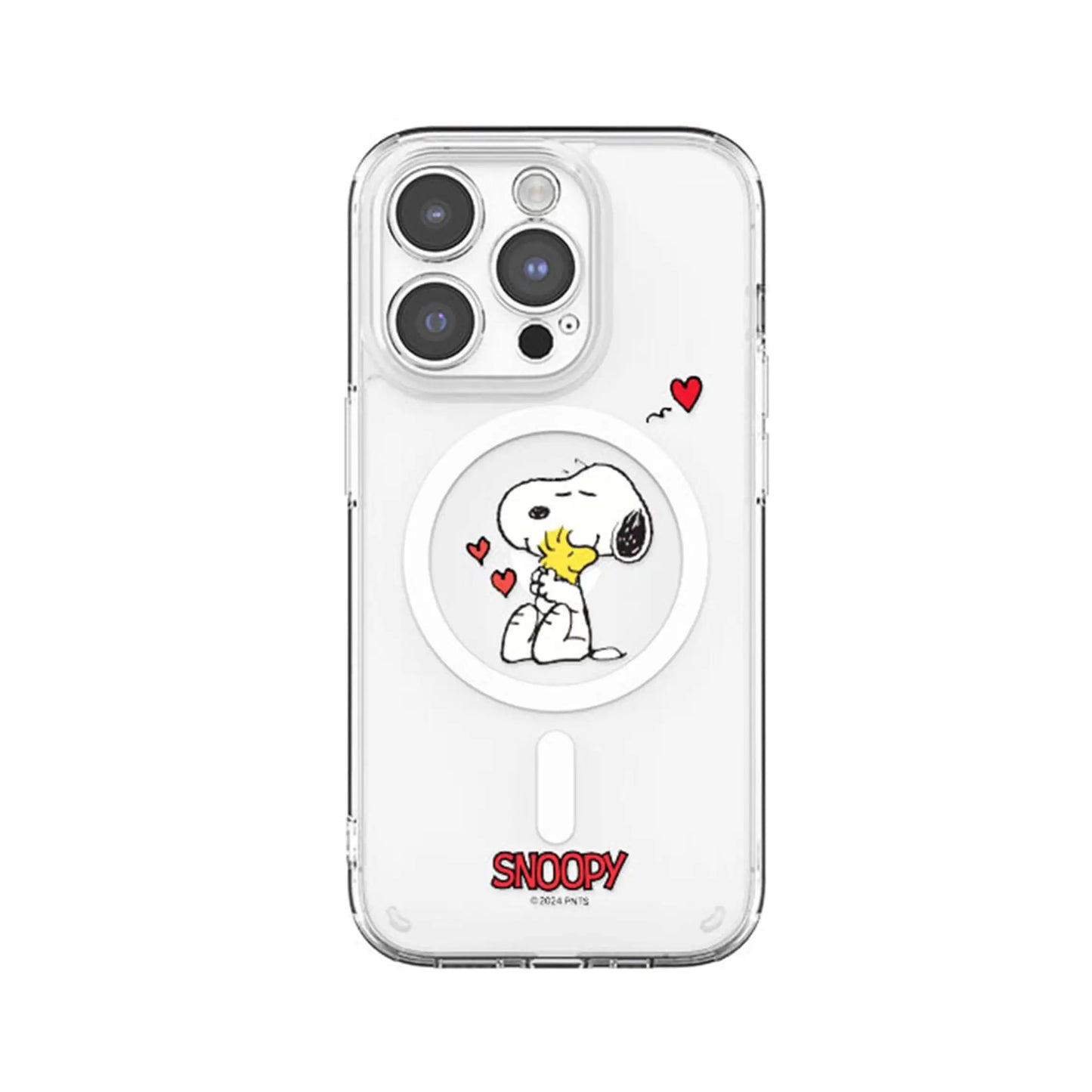 S-Snoopy Wireless Charging Case for iPhone 17 Air 16 E 15 14 13 12 Mini 11 Pro Max Transparent Acrylic Silicone Edge Hard Cover