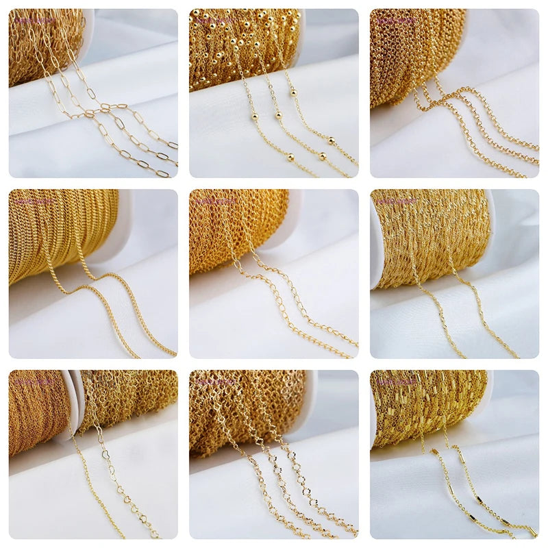 1/3/5Pcs/lot, 18K Gold Plated Round Extension Chain For Jewelry Making, Brass Extended Tail Chain, DIY Necklace Accessories
