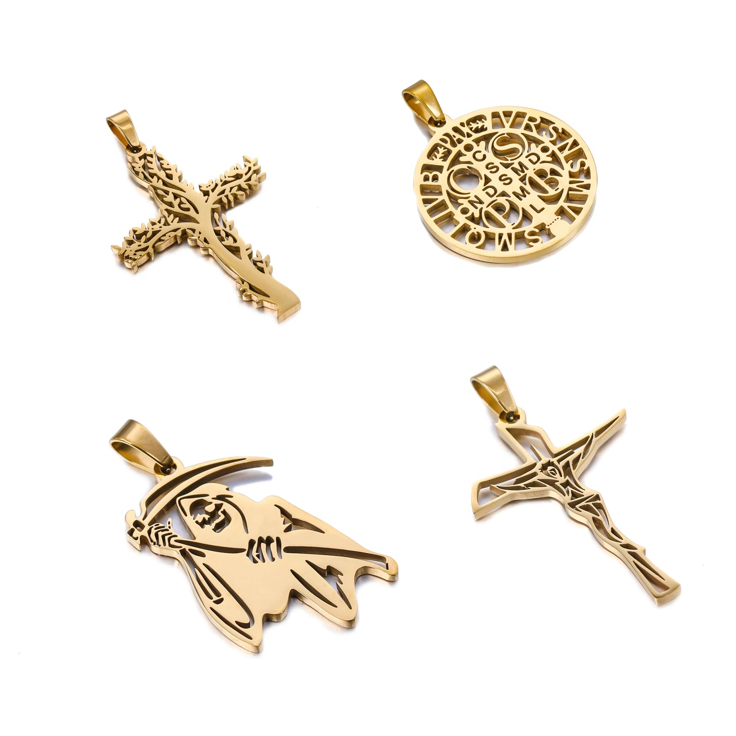 100% Stainless Steel Christian Jesus Cross Pendants Religion Cross Tree of Life Charms For Jewelry Prayer Baptism Gifts