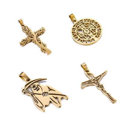 100% Stainless Steel Christian Jesus Cross Pendants Religion Cross Tree of Life Charms For Jewelry Prayer Baptism Gifts