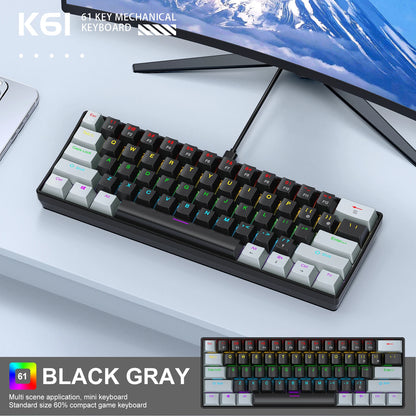 K61 Wired Portable Mechanical Keyboard, Phantom RGB Colorful, Gaming-grade Response, Ergonomic Design, Usable for Gaming and Office