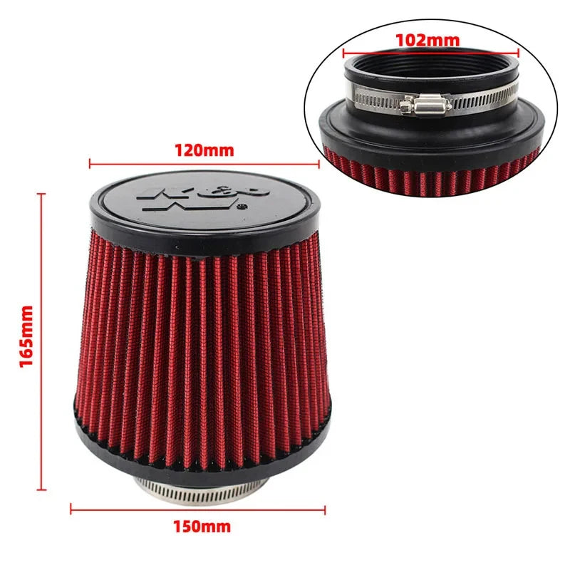 Car Mushroom Head Universal High Flow Intake Air Filter 102mm 89mm 76mm 3 3.5 4 Inch Cone Tapered Air filters for K&N 14084-2