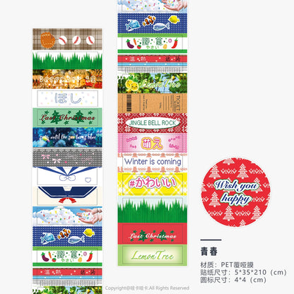 Vintage PET Sticker Tapes, Four-leaf Clover Deco Stickers for Scrapbooking, Cute Washi Tape for Diy Arts Crafts Album