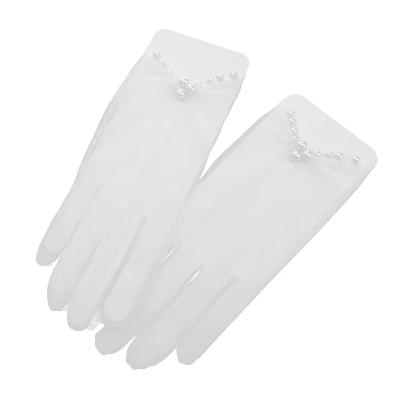 Sexy Transparent Black White Mesh Tulle Glove, Spring Summer Thin Short Glove, Party Dancing Dress Wedding Glove, Lolita New