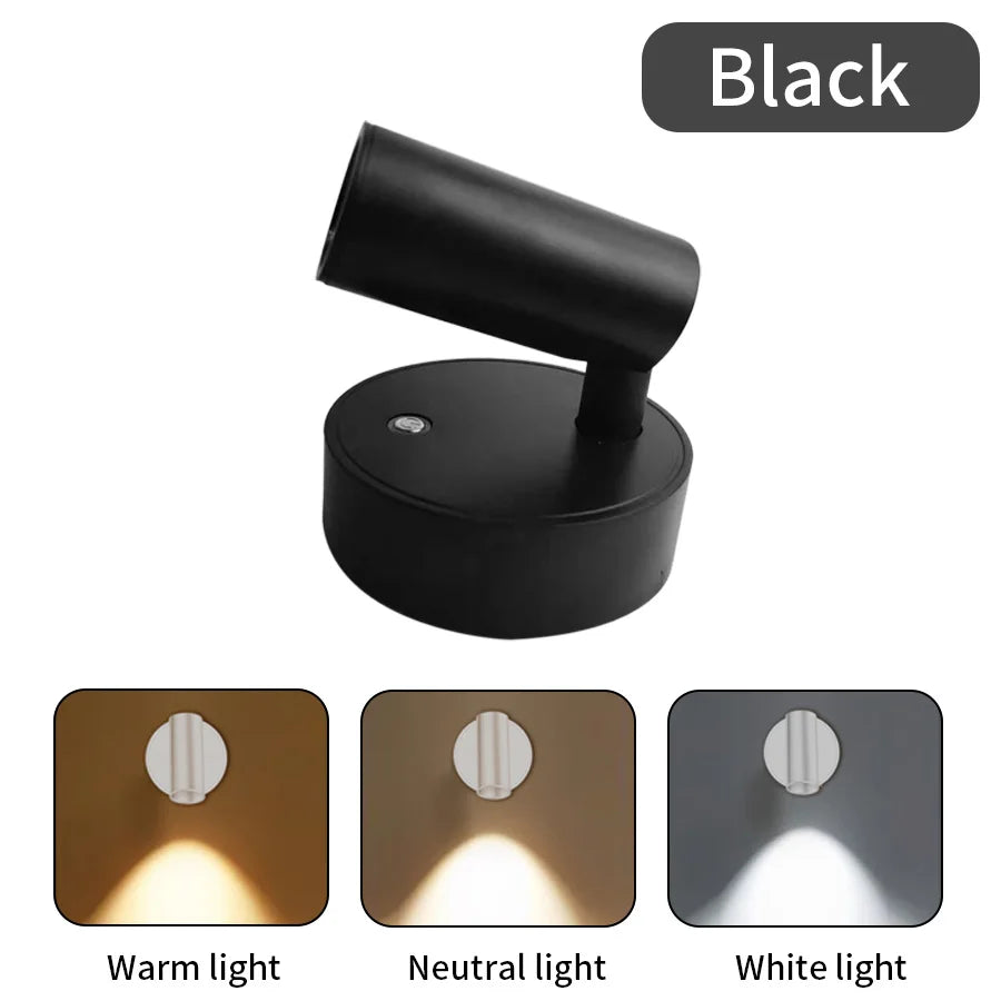 Magnetic Base USB Rechargeable LED Cordless Wall Light Touch, Switch Black White Gold Silvery Dimmable Bedside Lamp For Reading, LED Light