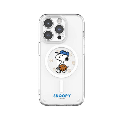 S-Snoopy Wireless Charging Case for iPhone 17 Air 16 E 15 14 13 12 Mini 11 Pro Max Transparent Acrylic Silicone Edge Hard Cover