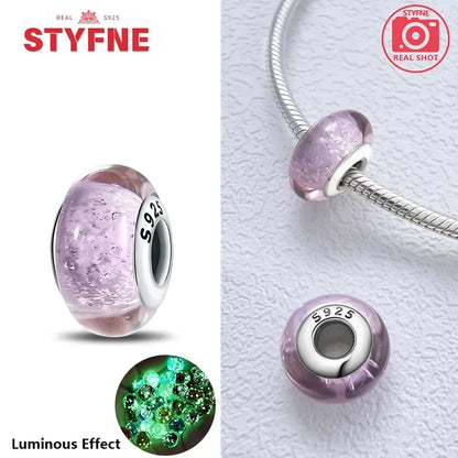 925 Sterling Silver Pink Color Series Beads Heart Flower Murano Glass DIY Jewelry Charms Fit Original Bracelet for Women Fine Gifts