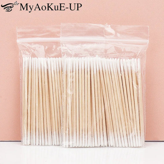 100/300Pcs, Double Head Cotton Swab, Women Makeup, Cotton Buds Tip For Medical Wood Sticks, Nose Ears Cleaning Health Care Tools