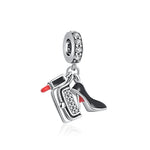 Pink Bead Bag Perfume Lipstick high heels Pendant fit Original Bracelet Accessories DIY Jewelry Women 925Silver Gift Trunk Charm
