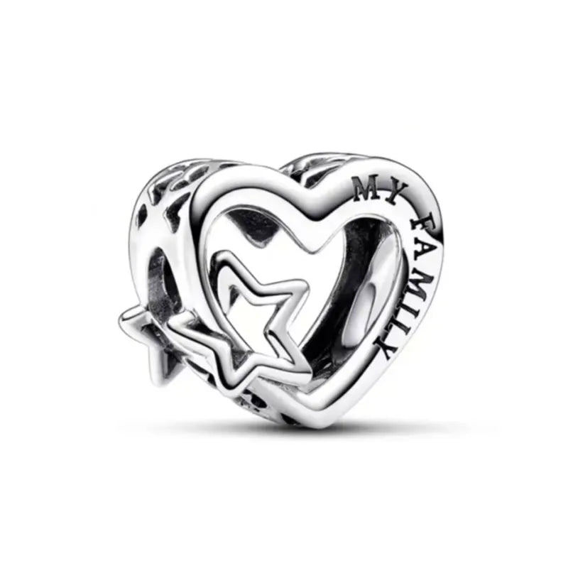Blue Sparkling Zircon Star Moon Series Charms Beads Fit Original Bracelet Women DIY Pendant Accessories Jewelry 925 Silver Gifts