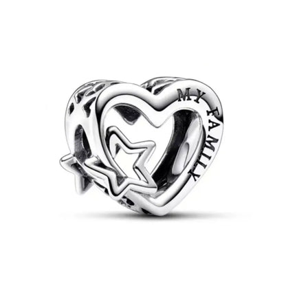 Blue Sparkling Zircon Star Moon Series Charms Beads Fit Original Bracelet Women DIY Pendant Accessories Jewelry 925 Silver Gifts