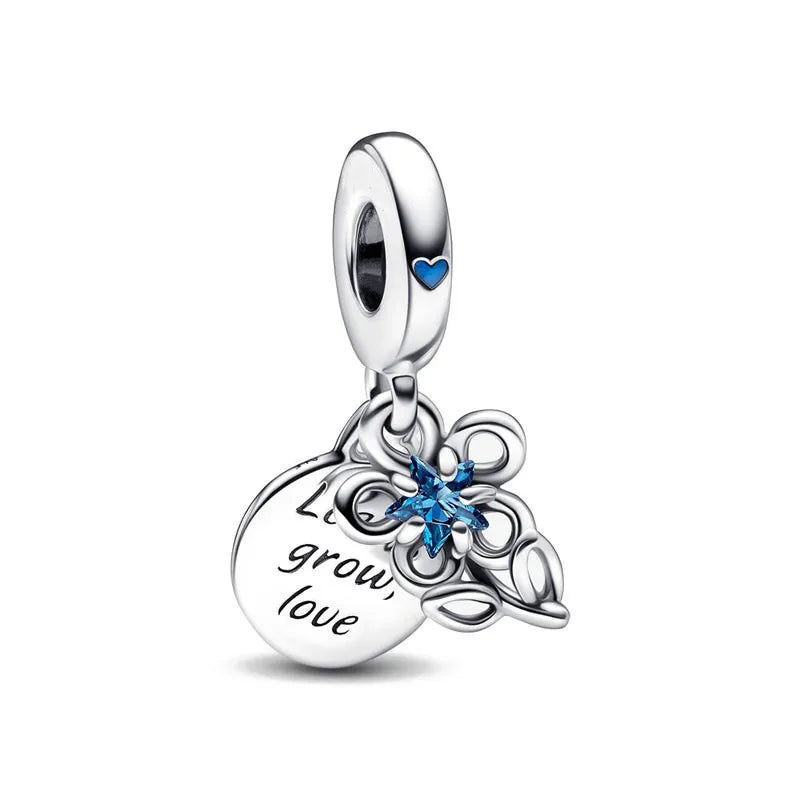 Nuevo colgante de plata 925 compatible con pulsera original, joyas para mujer, serie azul, colgante de pulpo, delfín, búho, camaleón