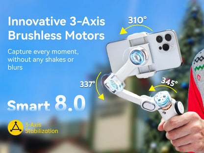 AOCHUAN Smart X2 Handheld Gimbal 3-Axis Stabilizer Built-in 20cm Extension Rod LED Display Phone Holder for iPhone Smartphone