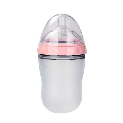 New 0-36 months baby nano-silicone bottle, 240ml 150ml Baby Bottle with handle Breastmilk-like design Soft milk pulling