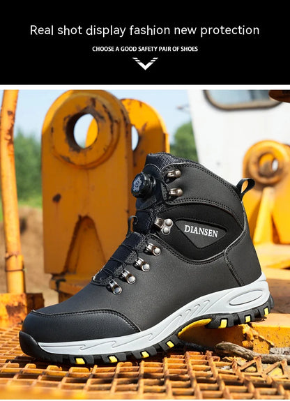 Rotating Button Safety Shoes, Men Work Sneakers, Indestructible Shoes, Puncture-Proof Protective Shoes, Work Boots, Tactical Boots