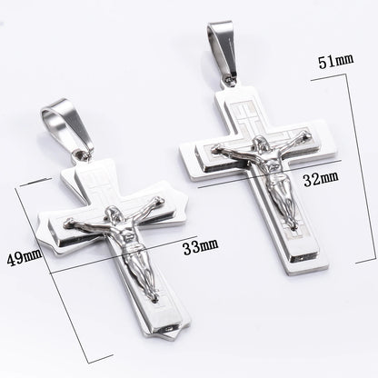 Stainless Steel Cross Pendant Jesus Prayed Fashion Men Women Metal Geometry Punk Gothic Party Jewelry Vintage Gifts